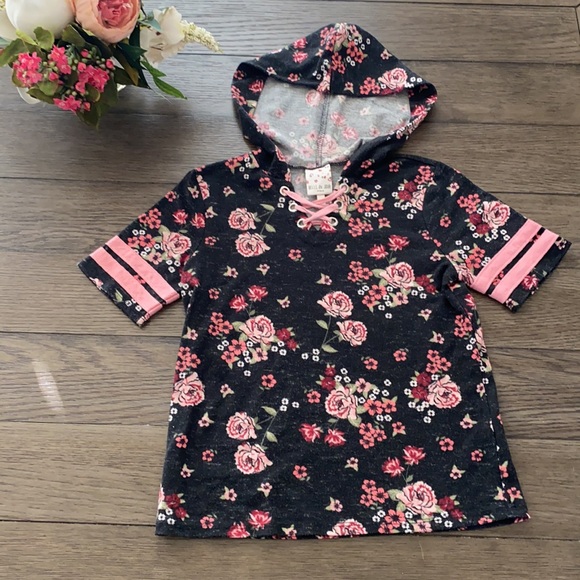 Girls medium Belle du Jour hooded floral top - Picture 5 of 5